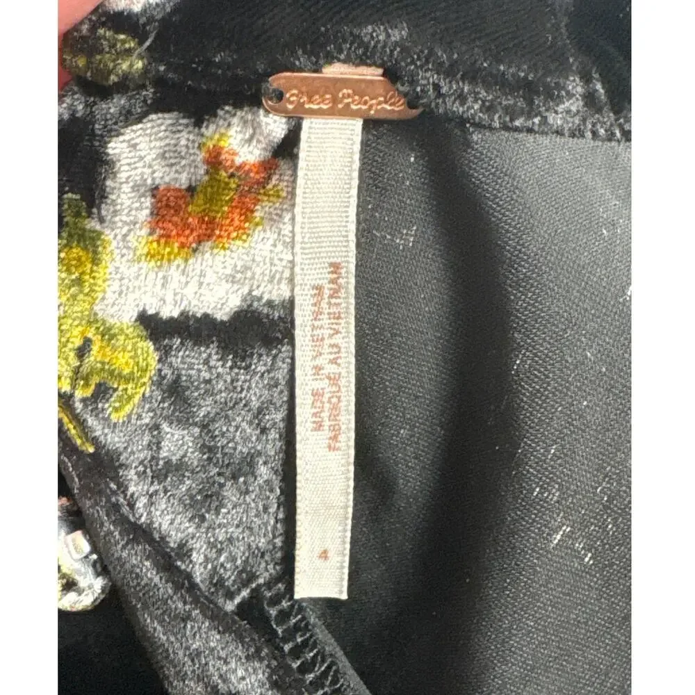 Free People Be My Baby Velvet A-Line Mini‎ Dress Black Floral Size 4 - Picture 6 of 13